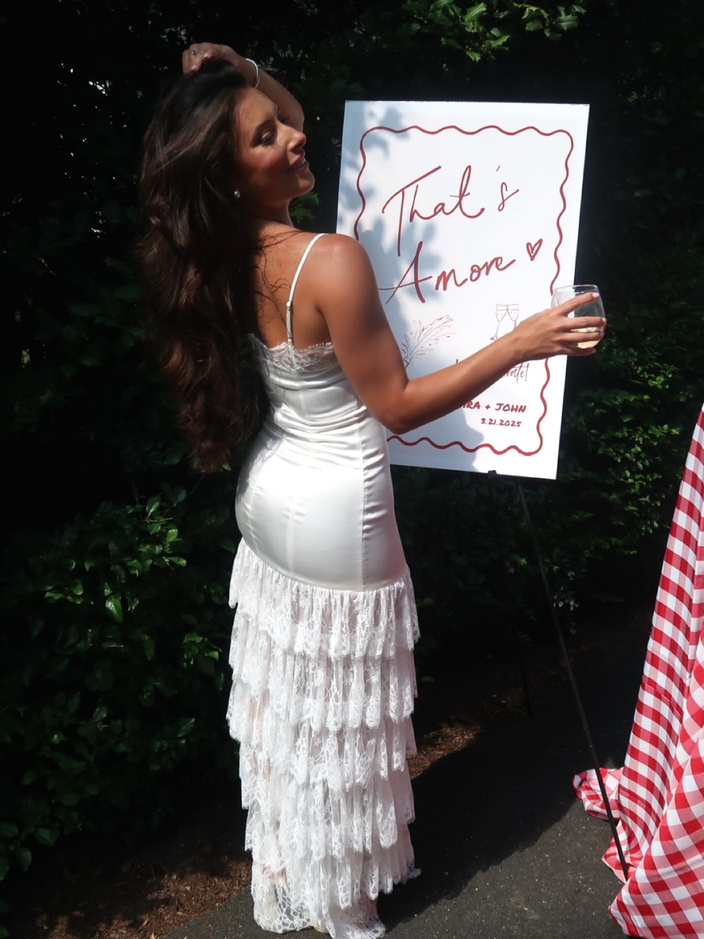 MAJORELLE White Lace Tiered Maxi Dress